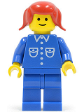 LEGO but024 Shirt with 6 Buttons - Blue, Blue Legs, Red Pigtails Hair