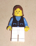 LEGO but035 Shirt with 3 Buttons - Blue, White Legs, Brown Female Hair