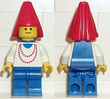 LEGO cas095 Maiden with Necklace - Blue Legs, Cape, Red Cone Hat
