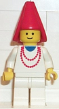 LEGO cas216 Maiden with Necklace - White Legs, Red Cone Hat