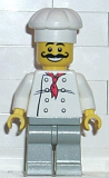LEGO chef010 Chef - White Torso with 8 Buttons, Light Gray Legs, Long Curly Moustache