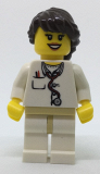 LEGO col284 Doctor - Lab Coat Stethoscope and Thermometer, White Legs with Tan Hips, Long French Braided Female Hair (5002146)