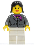LEGO cty0195 Dark Bluish Gray Jacket with Magenta Scarf, White Legs, Black Female Hair