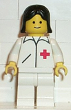 LEGO doc004 Doctor - Straight Line, White Legs, Black Female Hair