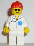 LEGO doc015 Doctor - EMT Star of Life, White Legs, Red Ponytail Hair