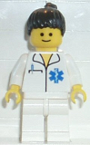 LEGO doc019 Doctor - EMT Star of Life, White Legs, Black Ponytail Hair