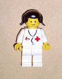 LEGO doc030 Doctor - Stethoscope, White Legs, Black Pigtails Hair
