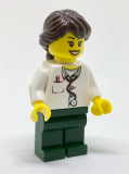LEGO doc037 Doctor - Lab Coat Stethoscope and Thermometer, Dark Green Legs, Long French Braided Female Hair (45022)