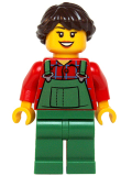 LEGO hol038 Overalls Farmer Green, Dark Brown French Braided Female Hair (60063)
