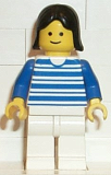 LEGO hor009 Horizontal Lines Blue - Blue Arms - White Legs, Black Female Hair
