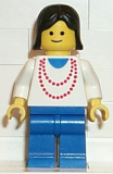 LEGO ncklc008 Necklace Red - Blue Legs, Black Female Hair