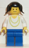 LEGO ncklc009 Necklace Gold - Blue Legs, Black Pigtails Hair