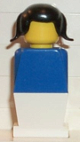 LEGO old020 Legoland Old Type - Blue Torso, White Legs, Black Pigtails Hair
