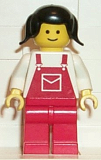 LEGO ovr009 Overalls Red with Pocket, Red Legs, Black Pigtails Hair