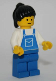 LEGO ovr028 Overalls Blue with Pocket, Blue Legs, Black Ponytail Hair