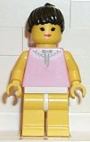 LEGO par042 Gray and White Collar - Yellow Legs, Black Ponytail Hair
