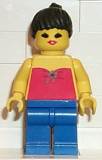 LEGO par050 Red Halter Top - Blue Legs, Black Ponytail Hair