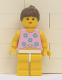 LEGO par054 Blue Flowers - Yellow Legs, Brown Ponytail Hair