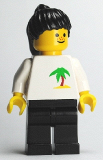 LEGO par064 Palm Tree - Black Legs, Black Ponytail Hair