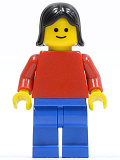 LEGO pln001 Plain Red Torso with Red Arms, Blue Legs, Black Female Hair