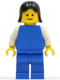 LEGO pln075 Plain Blue Torso with White Arms, Blue Legs, Black Female Hair