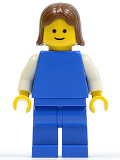 LEGO pln077 Plain Blue Torso with White Arms, Blue Legs, Brown Female Hair