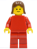 LEGO pln098 Plain Red Torso with Red Arms, Red Legs, Brown Female Hair