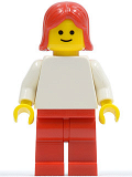 LEGO pln115 Plain White Torso with White Arms, Red Legs, Red Female Hair (Set 9700)