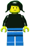 LEGO pln136 Plain Black Torso with Black Arms, Blue Legs, Black Pigtails Hair