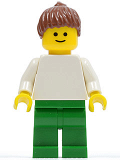 LEGO pln147 Plain White Torso with White Arms, Green Legs, Reddish Brown Ponytail Hair