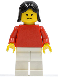 LEGO pln153 Plain Red Torso with Red Arms, White Legs, Black Female Hair