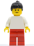 LEGO pln157a Plain White Torso with White Arms, Red Legs, Black Ponytail