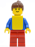 LEGO soc050 Soccer Player Womens Team, Brown Ponytail Hair, No Freckles, Yellow Vest