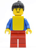 LEGO soc051 Soccer Player Womens Team, Black Ponytail Hair, Eyebrows, Yellow Vest