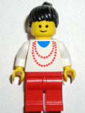 LEGO trn003 Necklace Red - Red Legs, Black Ponytail Hair