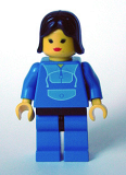 LEGO trn014 Jogging Suit,  Blue Legs with Black Hips, Black Female Hair
