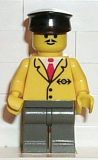 LEGO trn059 Railway Employee 5, Dark Gray Legs, Black Hat