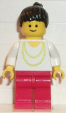LEGO trn077 Necklace Gold - Red Legs, Black Ponytail Hair