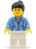 LEGO twn024 Medium Blue Jacket, White Legs, Black Ponytail Hair