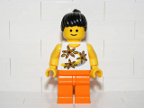 LEGO twn062 Yellow Flowers - Black Ponytail Hair, Orange Legs