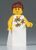 LEGO twn065 Yellow Flowers - Reddish Brown Ponytail Hair, White Skirt (10184)