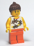 LEGO twn126 Yellow Flowers - Reddish Brown Ponytail Hair, Orange Legs