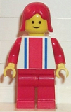 LEGO ver006 Vertical Lines Red & Blue - Red Arms - Red Legs, Red Female Hair