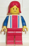 LEGO ver011 Vertical Lines Red & Blue - Blue Arms - Red Legs, Blue Arms, Red Female Hair