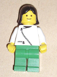 LEGO zip036 Jacket with Zipper - White, Green Legs, Black Female Hair